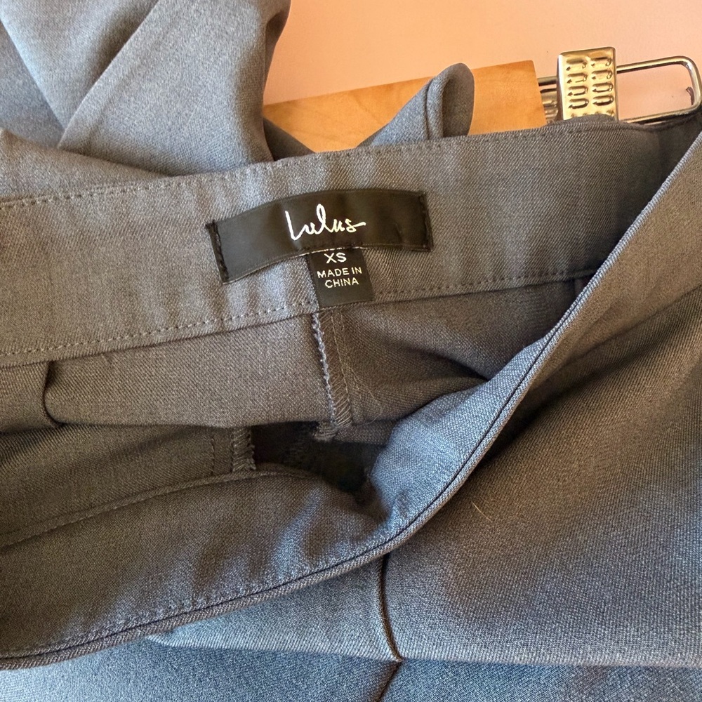 Lulu's Charcoal Gray High Rise Straight Leg Slacks - Picture 10 of 10